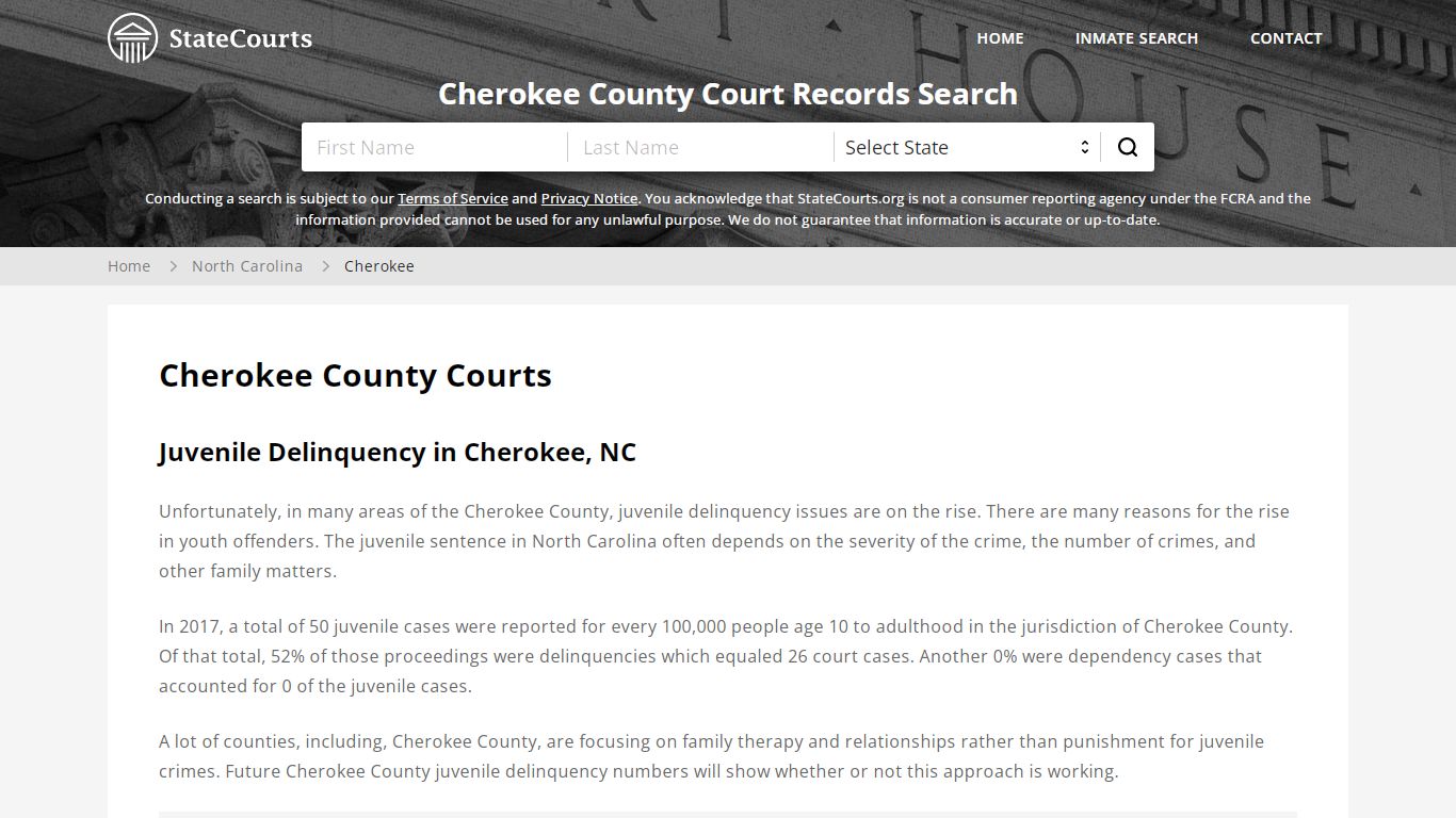 Cherokee County, NC Courts - Records & Cases - StateCourts